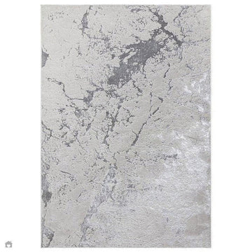 Aurora AU03 Solar Modern Abstract Distressed Marbled Metallic Shimmer Textured High-Density Soft Smooth Low Profile Polyblend Short-Pile Silver/Grey/Charcoal/Beige/Cream Rug-Asiatic Carpets-Rug Love - The Most Loved Rug Store
